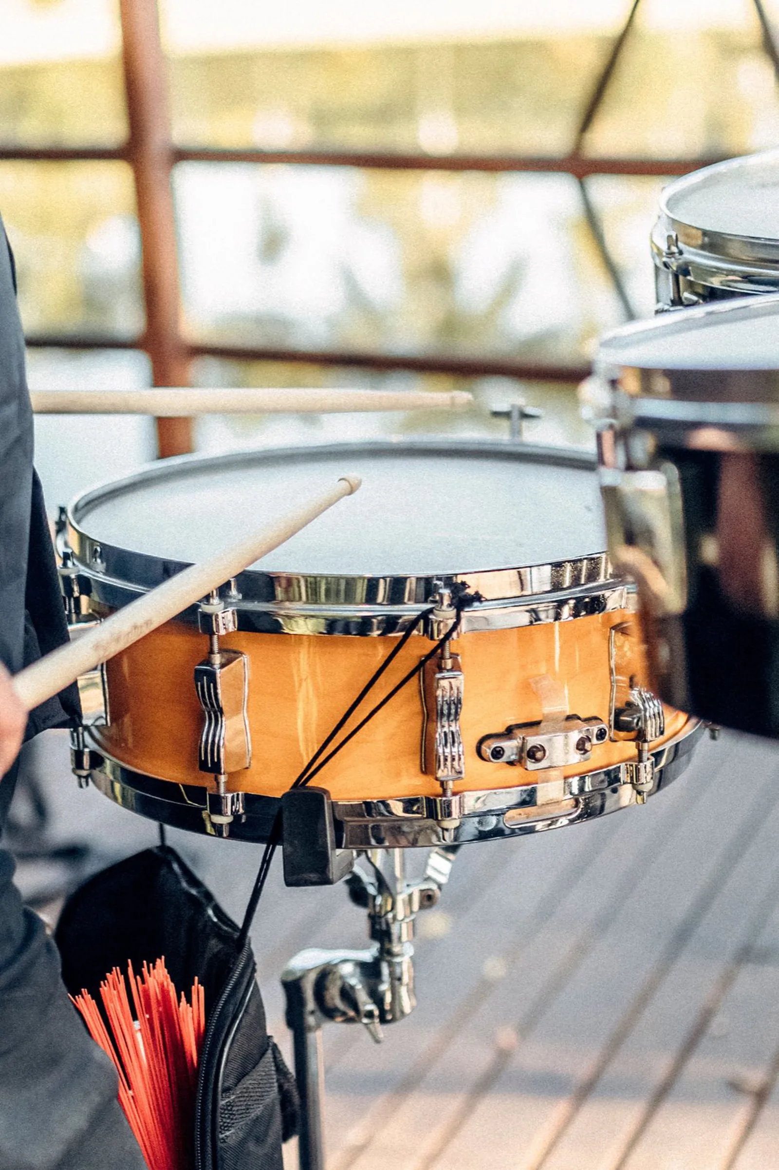 A snare drum in close-up